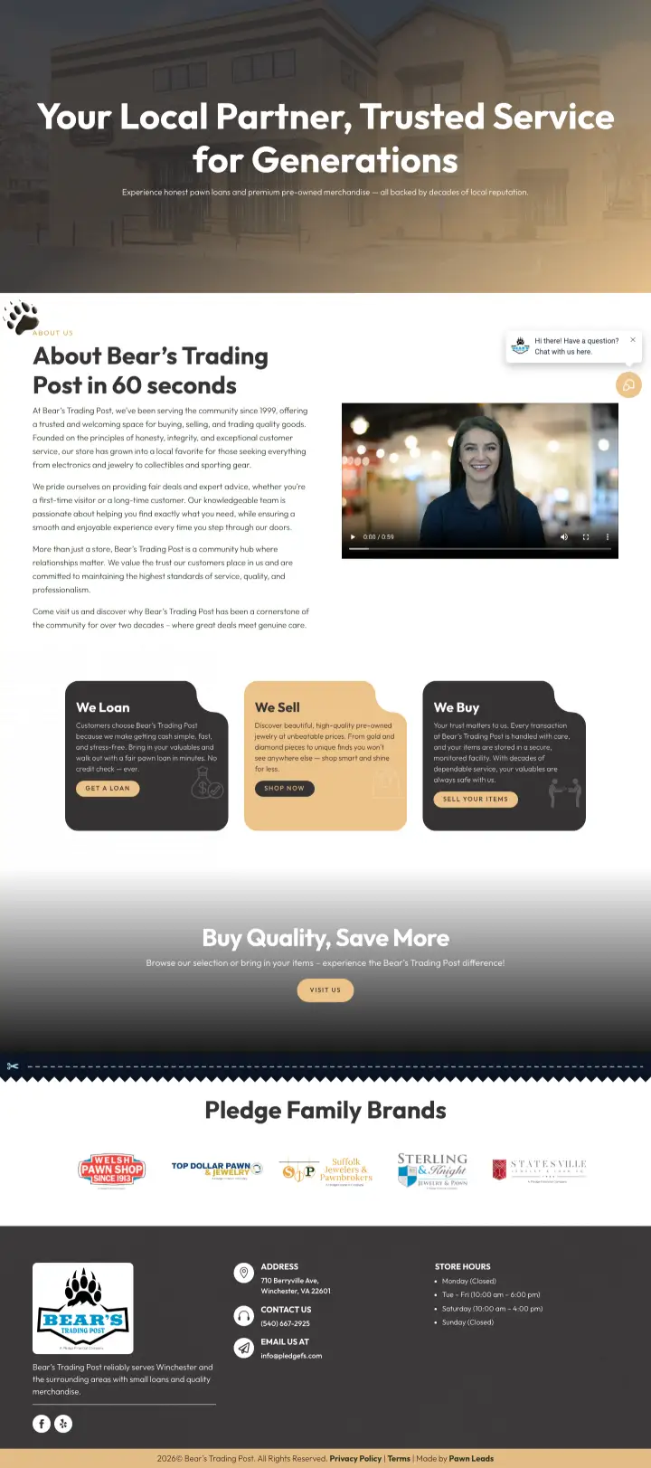 Bear's Trading Post homepage