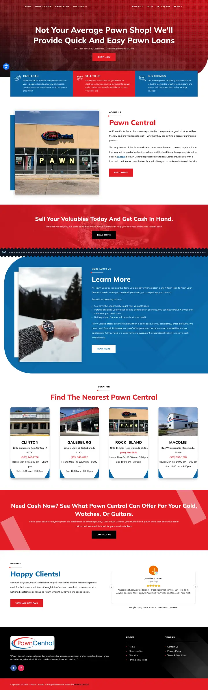 Pawn Central homepage