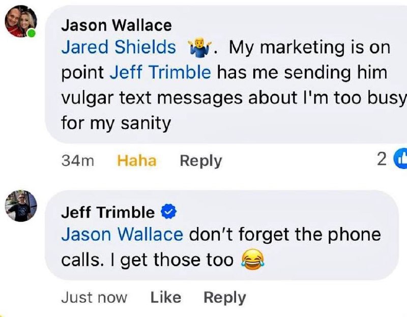 Jason Wallace and Jeff Trimble trading marketing jokes