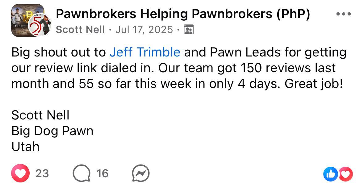 Scott Nell, Big Dog Pawn: 150 reviews last month