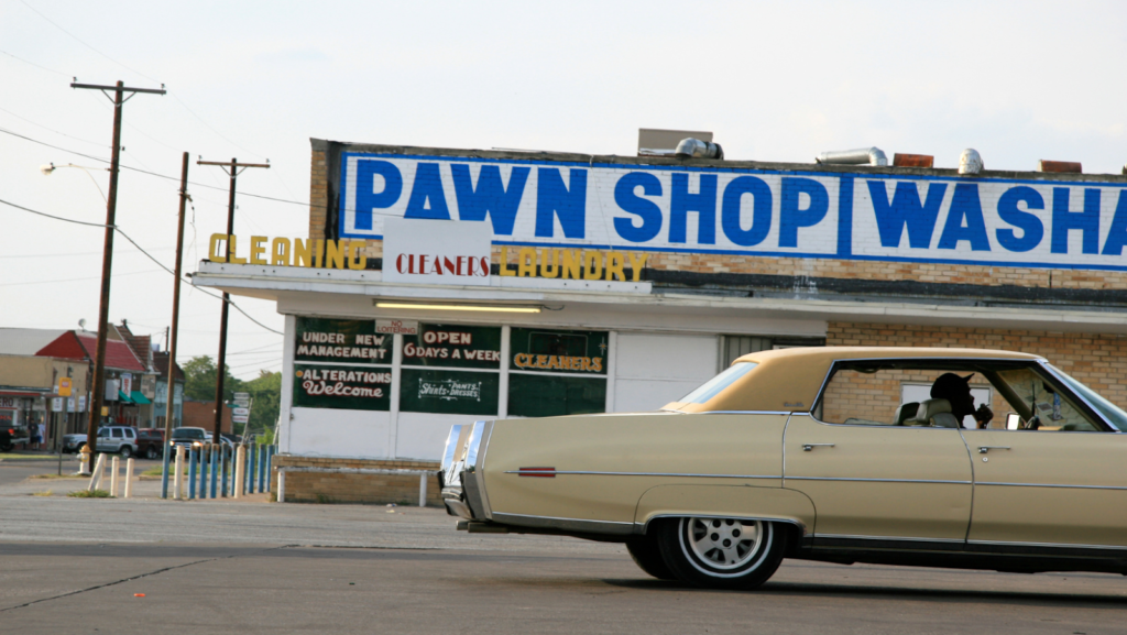 Pawn Shop Sign with Traffic